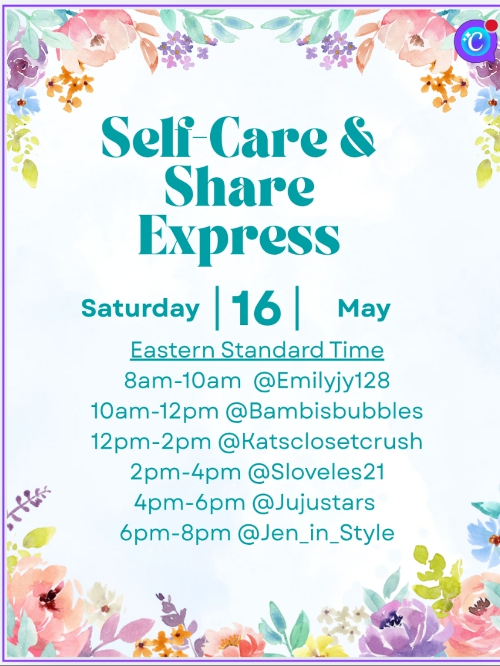 Bambi Is Live 10am-12pm On:  Self Care & Share Show Express May 16th